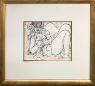 MARCEL GROMAIRE (1892-1971), 'NUDE STUDY', PEN AND INK, 23CM X 30CM, SIGNED, FRAMED.