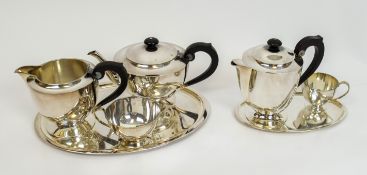 JEZLER SWISS SILVER TEA COFFEE SERVICE, 800 silver, including a tea pot, coffee pot, water jug cream