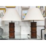 TABLE LAMPS, a pair, each base 44cm H, Victorian style spice tower design. (2)