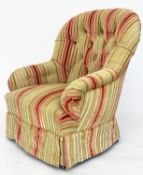 ARMCHAIR, Victorian walnut with newly upholstered Osborne and Little polychrome striped cut velvet