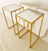 SIDE TABLES, pair, 66cm high, 35.5cm wide, of square form, 1960s French style mirrored glass tops,