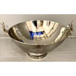 CHAMPAGNE BATH, 38cm H x 80cm W x 63cm diam., stag handles, polished metal.