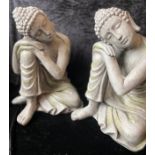 SCULPTURAL STUDIES OF SEATED BUDDHA, a pair, faux stone, 65cm H x 48cm W x 40cm D.