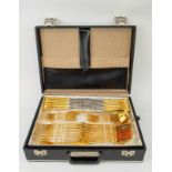 SOLIGEN CASED 23 CARAT GOLD PLATED CUTLERY SET.