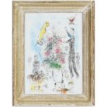 MARC CHAGALL, a pair of off set lithographs, Paris, printed by Maeght, vintage French frames, 23cm x