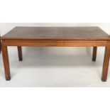 HOWARD & SONS ART DECO LIBRARY TABLE, oak rectangular with inset tooled leather writing surface,