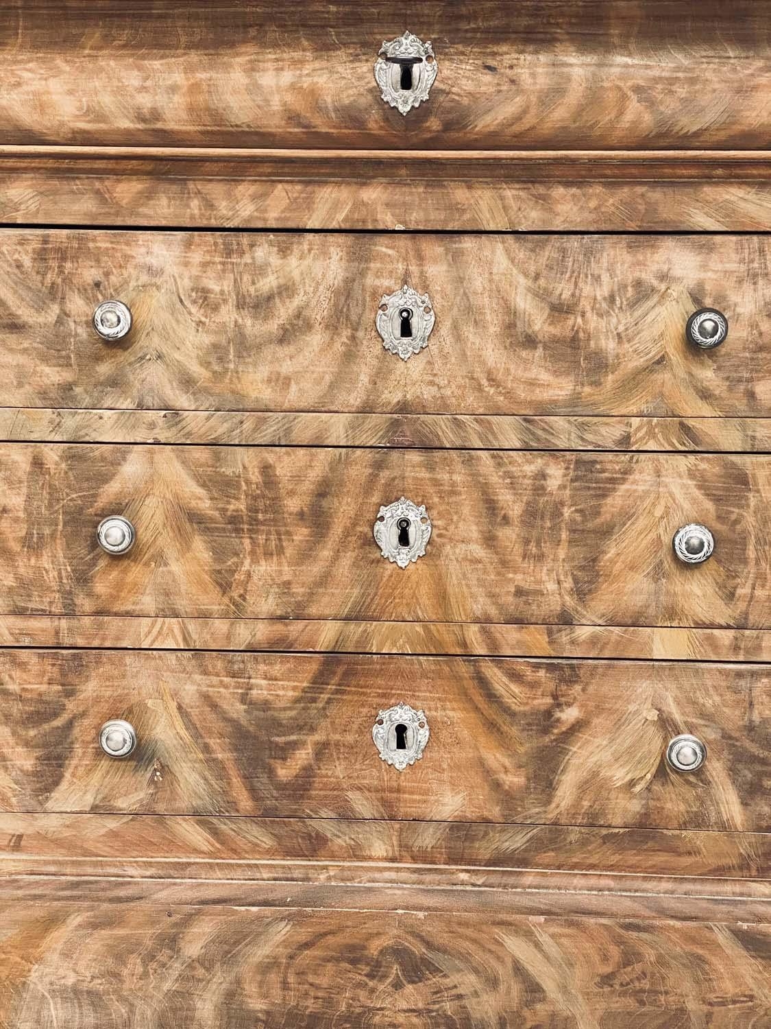 HALL COMMODE,19th century French Louis Philippe faded mahogany and silvered metal mounted with - Image 4 of 7