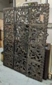 WALL PANELS, a set of three, carved, foliate gilded detail and floral design, 180cm x 45cm. (2)