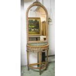 PIER MIRROR AND TABLE, 210cm H x 70cm W x 40cm D, Louis XVI style polychrome decorated with green