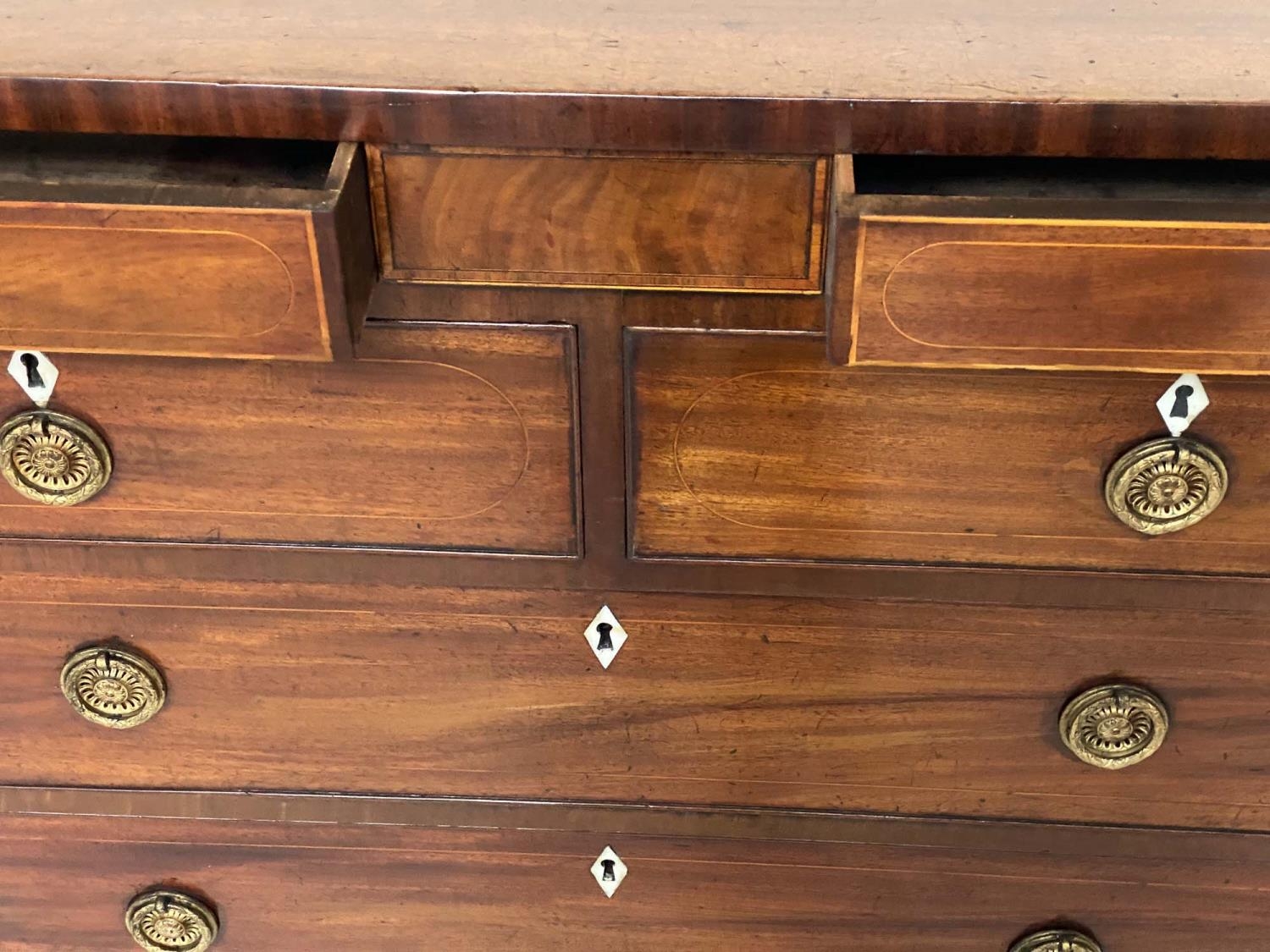SCOTTISH HALL CHEST, early 19th century flamed mahogany of adapted shallow proportions with two - Image 6 of 7