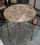 MARTINI TABLE, 45cm diam x 571cm H, 1960's French style, gilt metal marble top.