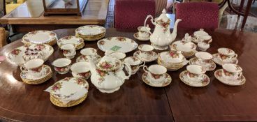 ROYAL ALBERT 'OLD COUNTRY ROSES' TEA SERVICE, including twelve tea cups and saucers, a teapot,