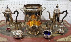 QUANTITY OF SILVER AND PLATE, including a silver candlestick by Hawksworth, Eyre and Co Ltd,
