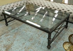 ORANGERY COCKTAIL TABLE, metal work base, glass top, 150cm x 100cm x 43.5cm.