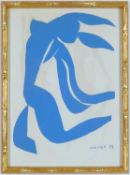 HENRI MATISSE, Chevalure lithograph, 1960 Les Grandes Gouaches decoupees, faux bamboo frame, 18cm