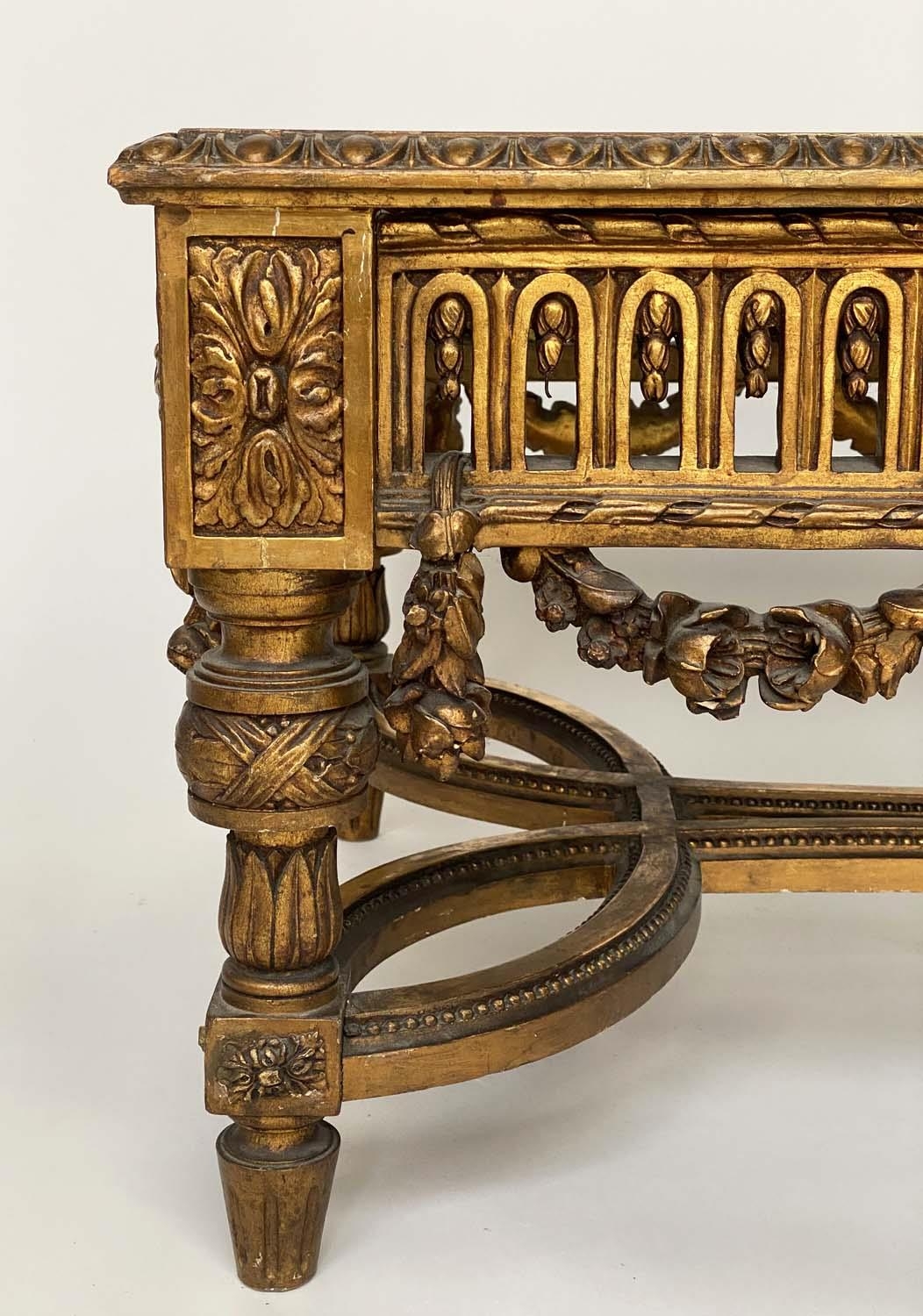 LOW TABLE, French Louis XVI style giltwood and gesso with egg and dart and swag mouldings and - Image 3 of 5