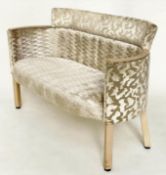 SOFA/SEAT BY COLLINET SIEGES, FRANCE, two seater, twin fabric gold twill upholstered, 130cm W.
