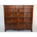 SCOTTISH HALL CHEST, early 19th century flamed mahogany of adapted shallow proportions with two