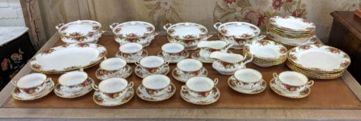 ROYAL ALBERT 'OLD COUNTRY ROSES' DINNER SERVICE, including twelve dinner plates, six soup bowls,