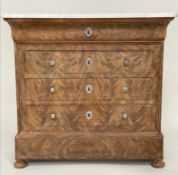 HALL COMMODE,19th century French Louis Philippe faded mahogany and silvered metal mounted with