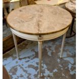 CENTRE TABLE, 81cm x 81cm H, Louis XVI style, the circular marble top on a painted base, with gilt