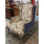 BERGERE A OREILLES, with a distressed grey painted showframe and Hodsoll McKenzie Indian column