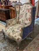 BERGERE A OREILLES, with a distressed grey painted showframe and Hodsoll McKenzie Indian column