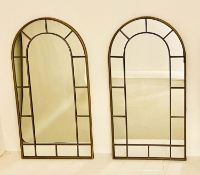 ARCHITECTURAL WALL MIRRORS, pair, 107cm high, 55cm wide, Georgian style, applied glazing bars,