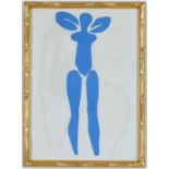 HENRI MATISSE, Standing Blue Nude lithograph, 1960 Les Grandes Gouaches decoupees, faux bamboo
