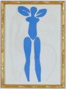 HENRI MATISSE, Standing Blue Nude lithograph, 1960 Les Grandes Gouaches decoupees, faux bamboo