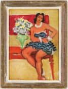 HENRI MATISSE, Jeune femme, Anseuse, signed in the plate, offset lithograph, vintage French frame,