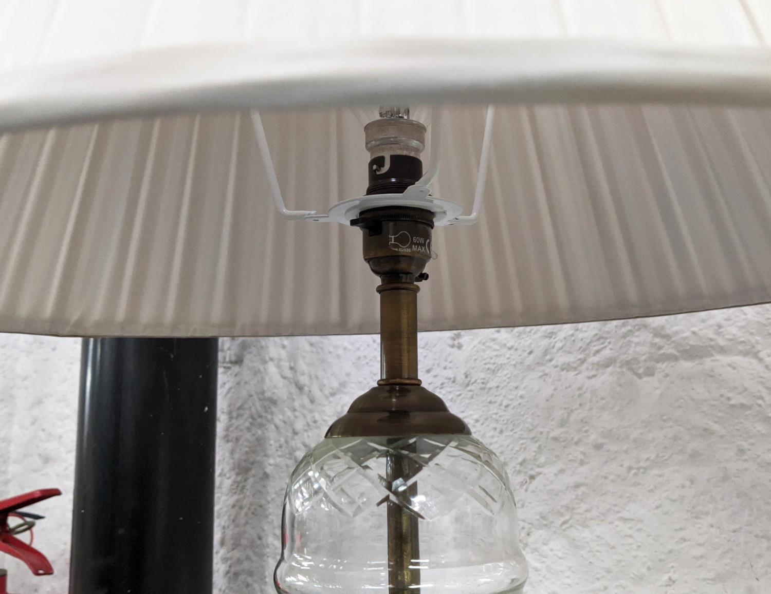 TABLE LAMPS, a pair, 74cm H, glass, with pleated shades. (2) - Image 6 of 7