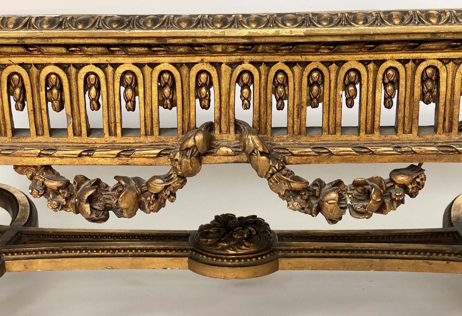 LOW TABLE, French Louis XVI style giltwood and gesso with egg and dart and swag mouldings and - Image 5 of 5