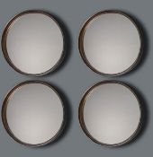 WALL MIRRORS, a set of four, bronzed frames, 30.5cm W x 30.5cm D x 4cm H each. (4)