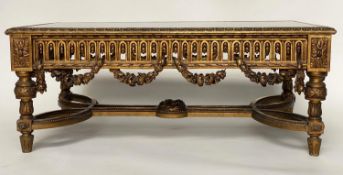LOW TABLE, French Louis XVI style giltwood and gesso with egg and dart and swag mouldings and