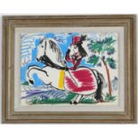 PABLO PICASSO, Woman on Horseback, off set lithograph, dated in the plate, suite Toros, vintage