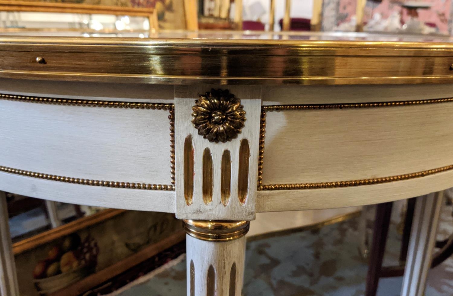 CENTRE TABLE, 81cm x 81cm H, Louis XVI style, the circular marble top on a painted base, with gilt - Image 3 of 5