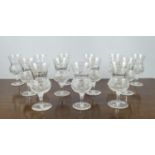 EDINBURGH CRYSTAL WINE GLASSES, a set of thirteen 'Thistle' design. 17cm H (13)