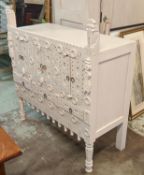 DOWRY CHEST, 107cm W x 49cm D x 117cm H, contemporary Afghan, cream painted, with six doors, three