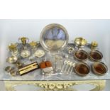 QUANTITY OF SILVER, including a tray by William Henry Creswick, Chester, 1945 with wedding