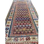 ANTIQUE CAUCASIAN KAZAK RUNNER, 290cm x 132cm.