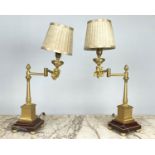 LIBRARY LAMPS, a pair, Empire style marble and gilt metal swing arm design, 51cm H. (2)