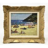 KEN HOWARD (1932-2022) 'Beach Scene', oil on canvas, 24cm x 30cm, signed framed. (Subject to ARR -