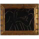 HENRI MATISSE, Sleeping Woman, linocut on velin 1938, vintage French frame, H 15 x W 20 cm.