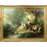 NICHOLAS EDWARD GABE (1814–1865), "Idyllic scene with shepherd and shepherdess", oil on canvas, 96cm