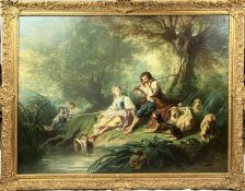 NICHOLAS EDWARD GABE (1814–1865), "Idyllic scene with shepherd and shepherdess", oil on canvas, 96cm