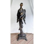 CHINESE MUSICIAN, cast bronze, 123cm H.