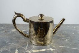 GEORGE III SILVER TEAPOT, by Edward Cooper, London, 1776, with bright cutting engraving and raised