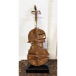 CONTEMPORARY SCHOOL, sculptural violin, in Louis Vuitton manner design, 73cm H.