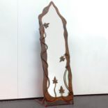FLOOR STANDING DRESSING MIRROR, 167cm H x 50cm W x 54cm D, wrought iron with wavy ivy frame on steel